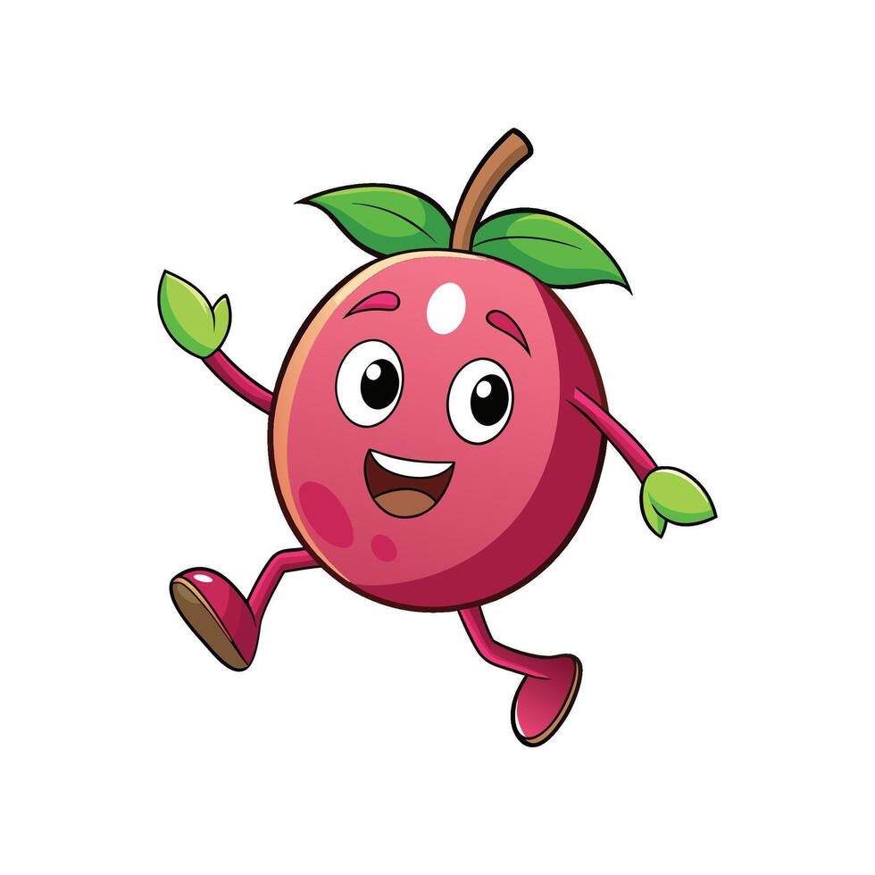 Happy cartoon fruit character running and smiling cheerfully vector