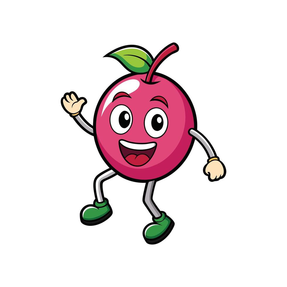 Cartoon style happy fruit character illustration with joyful expression vector