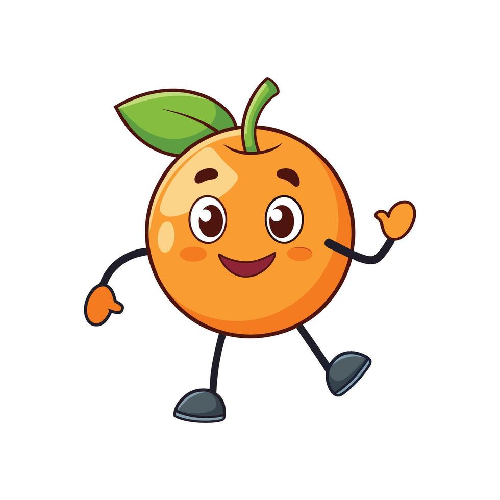 Happy orange cartoon character walking with a friendly smile vector