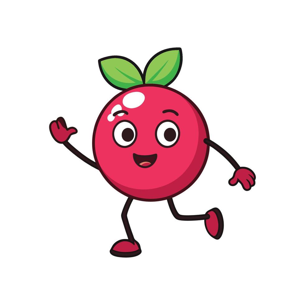 Cartoon cranberry character waving on a white background vector