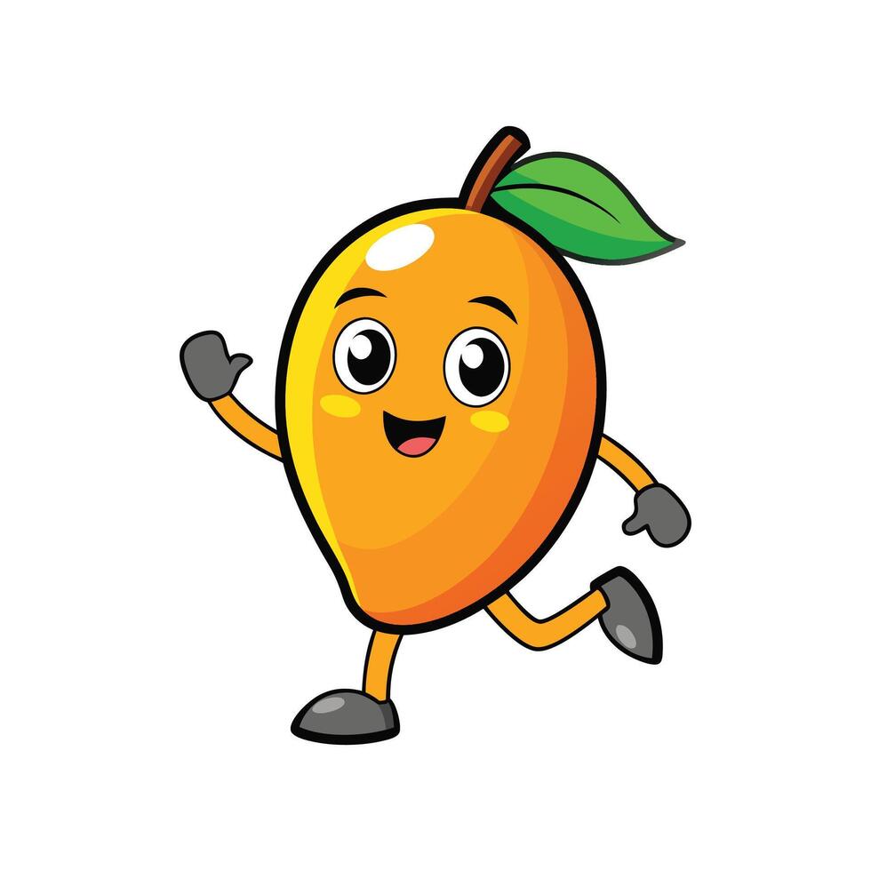 Cheerful mango character running joyfully with a bright smile vector