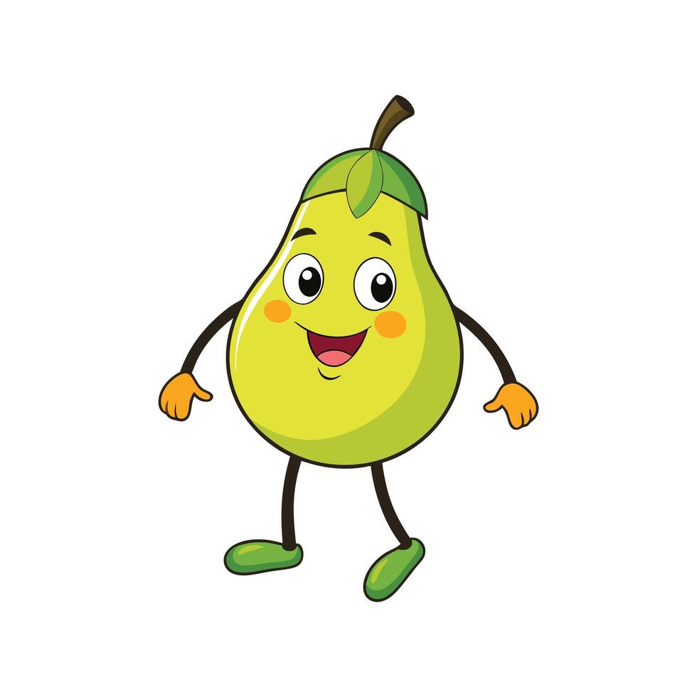 Happy pear character with arms and legs illustration vector
