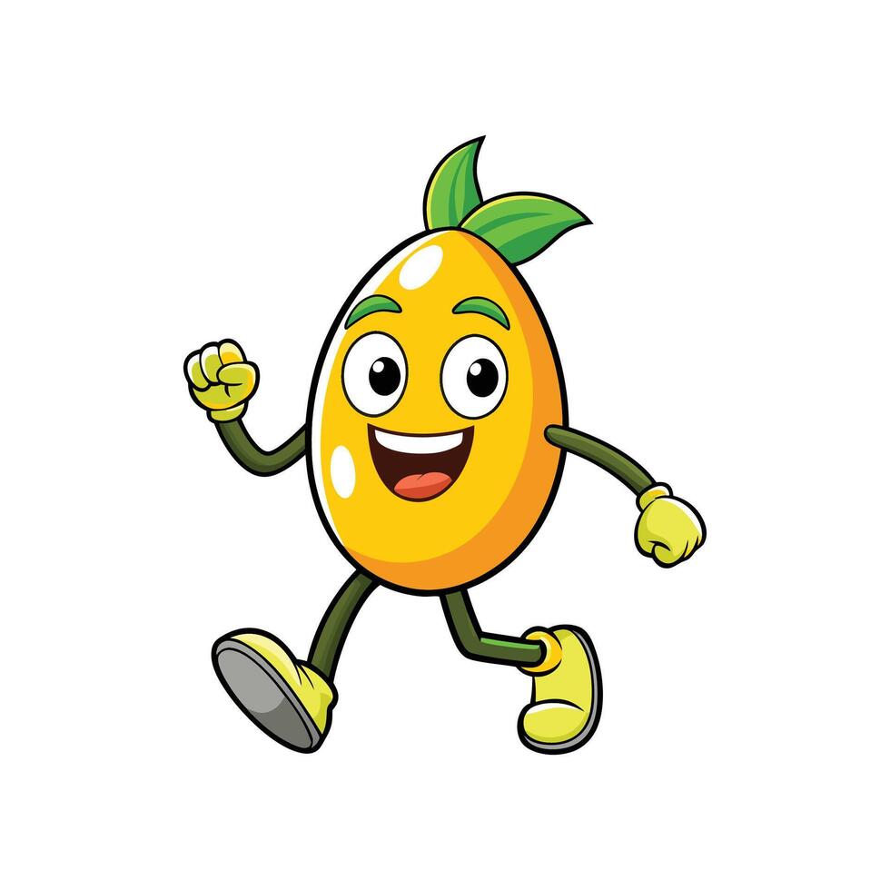 Cheerful mango character running isolated on a white background vector