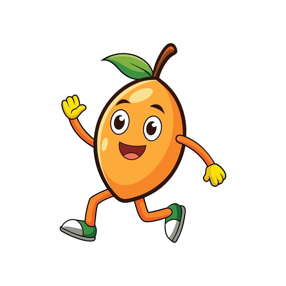 Happy cartoon apricot running on a white background image vector