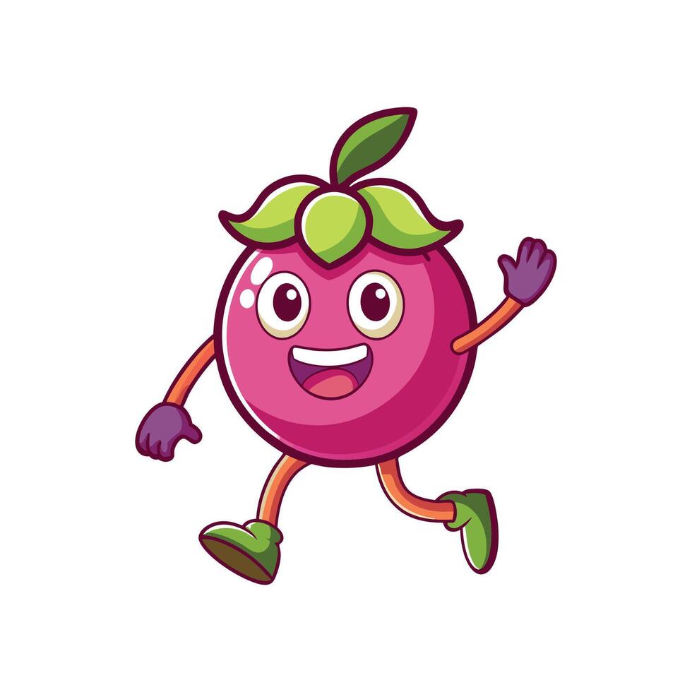 Cartoon berry character running joyfully on a white background vector