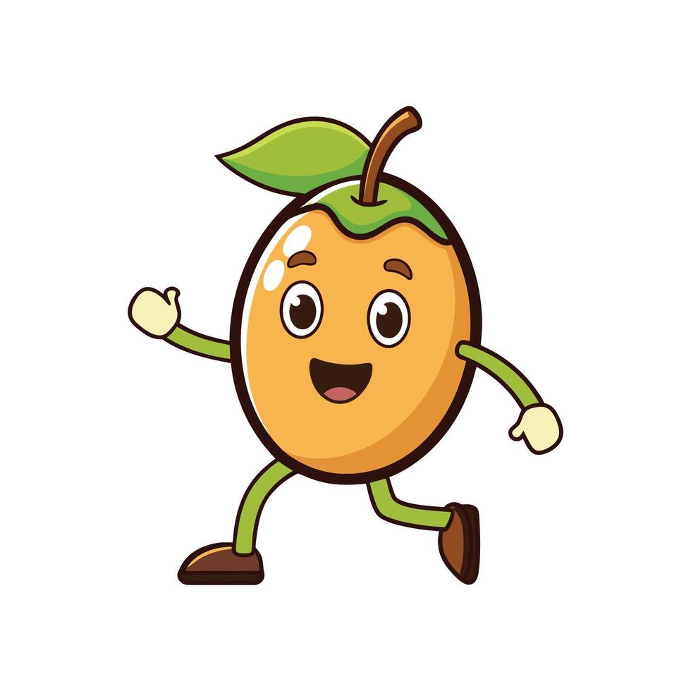 Cartoon mango character running happily with a big smile vector