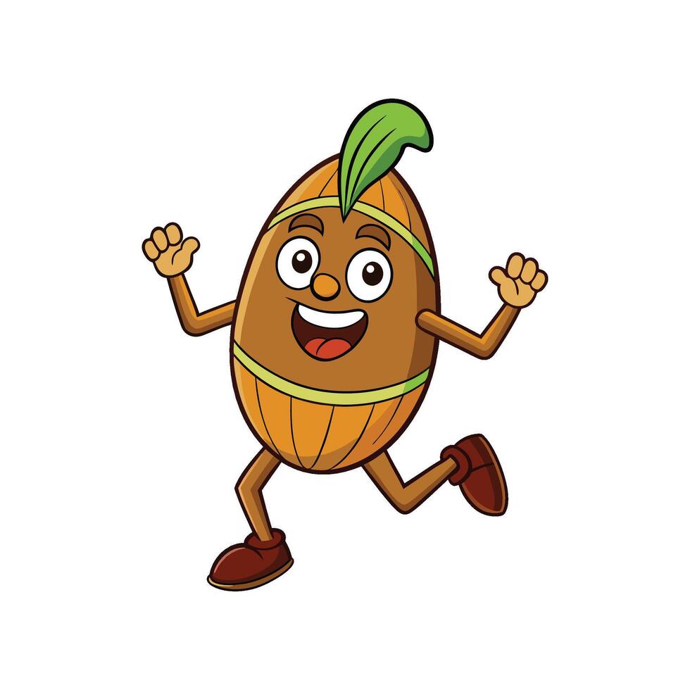 Happy seed character running with outstretched arms illustration vector
