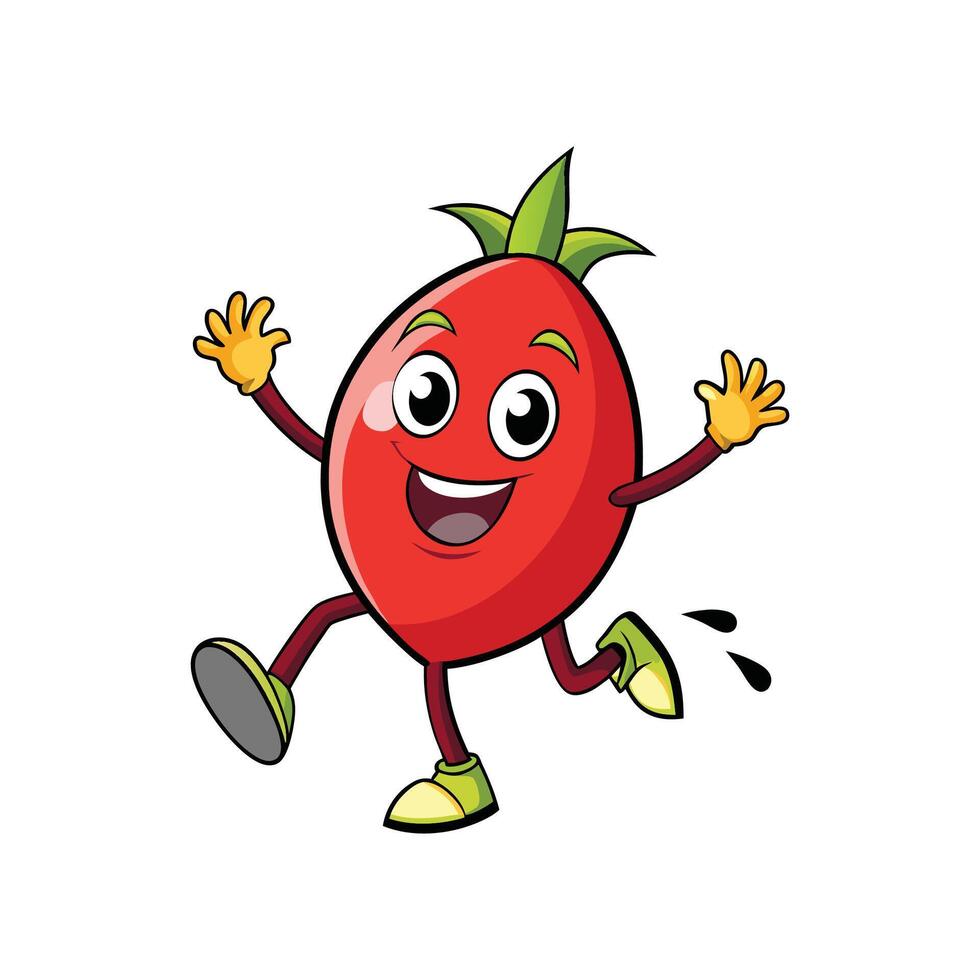 Cartoon fruit character running with happy expression illustration art vector