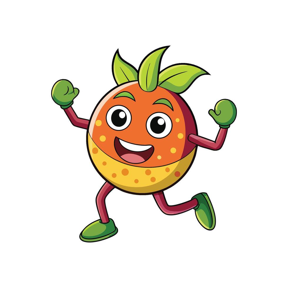 Cheerful fruit mascot character running with smiling face expression vector