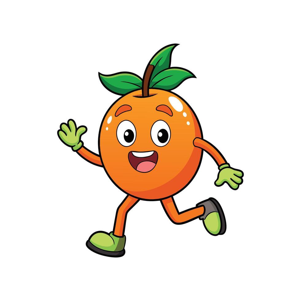Cartoon orange character running with a big smile on vector