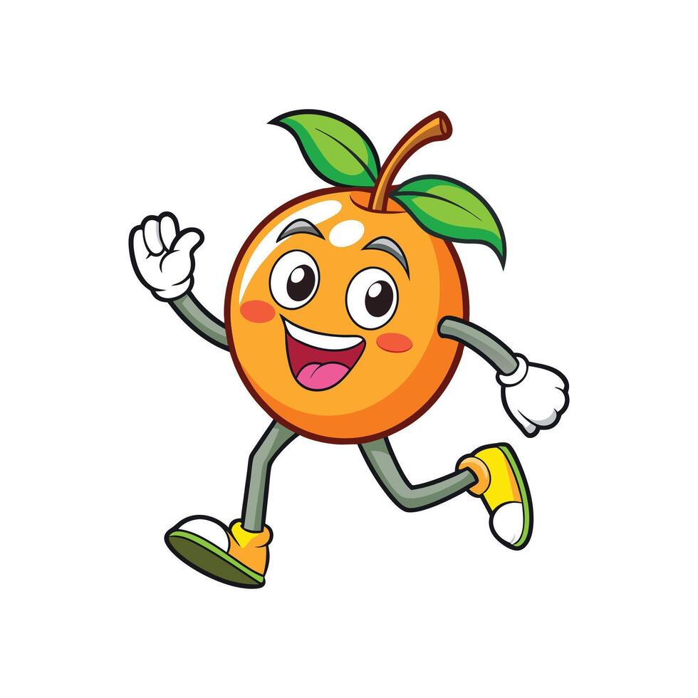 Cheerful orange character running happily on a white background vector