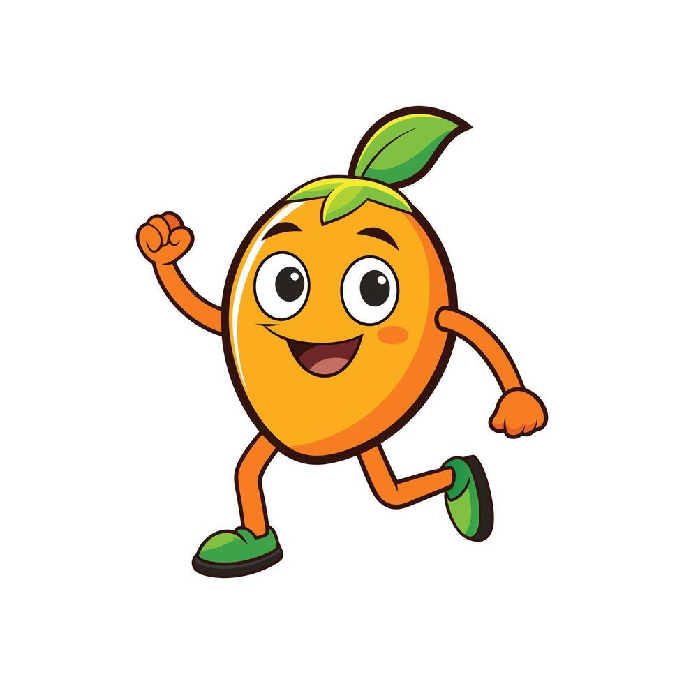 Cartoon Mango Character Running Smiling with Positive Energy vector