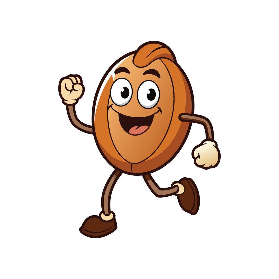 Cartoon Smiling Seed Running and Waving its Arm Illustration vector