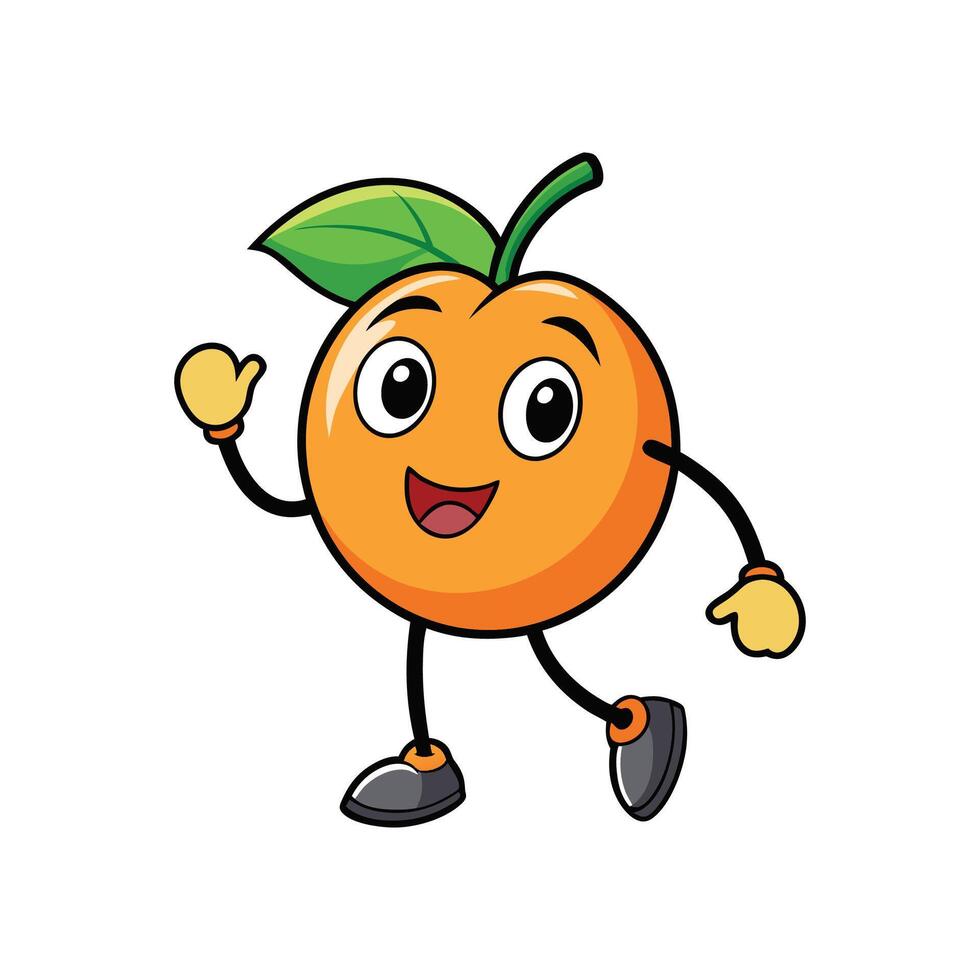 Smiling cartoon apricot character with limbs on a white background vector