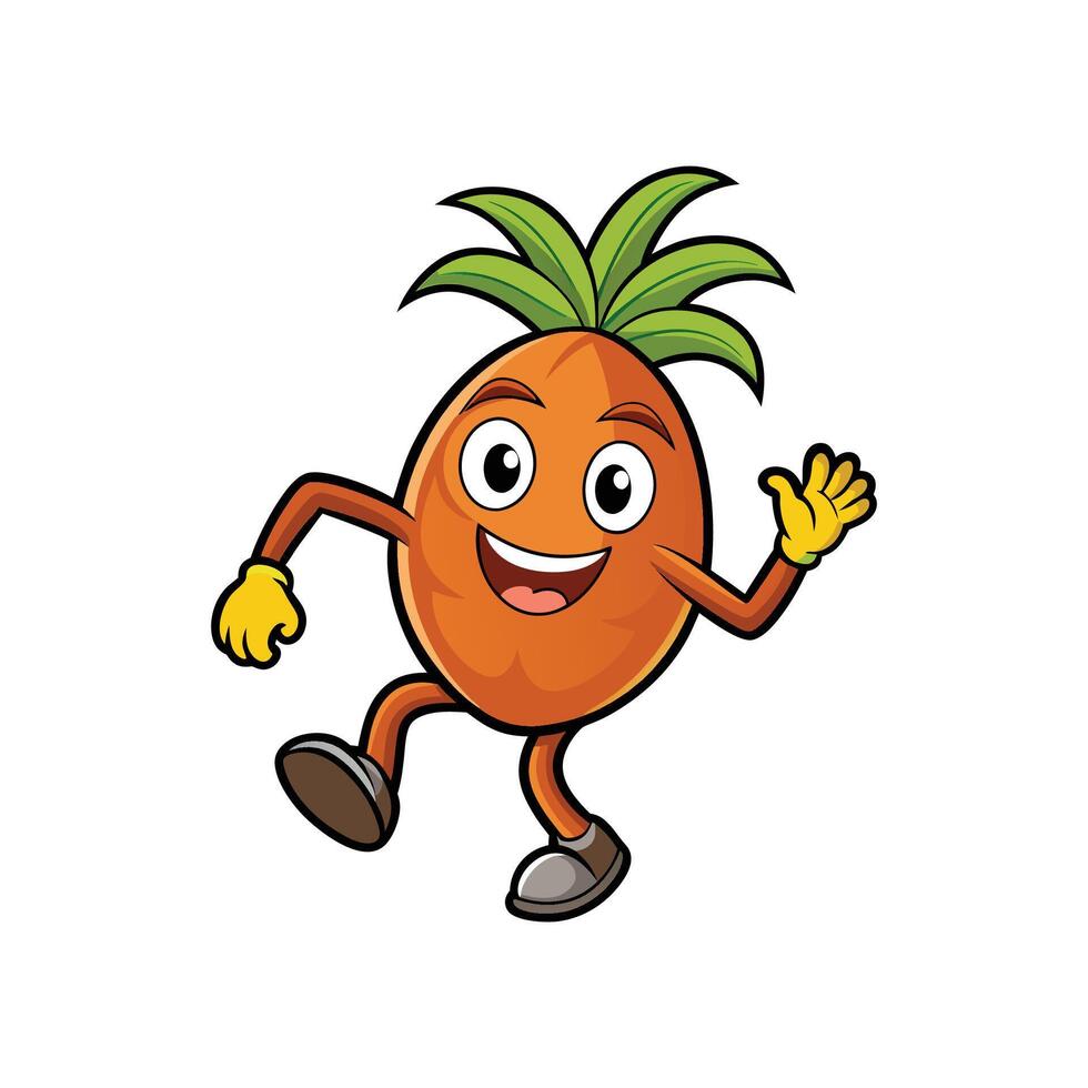 Happy pineapple cartoon character dancing with a bright smile vector