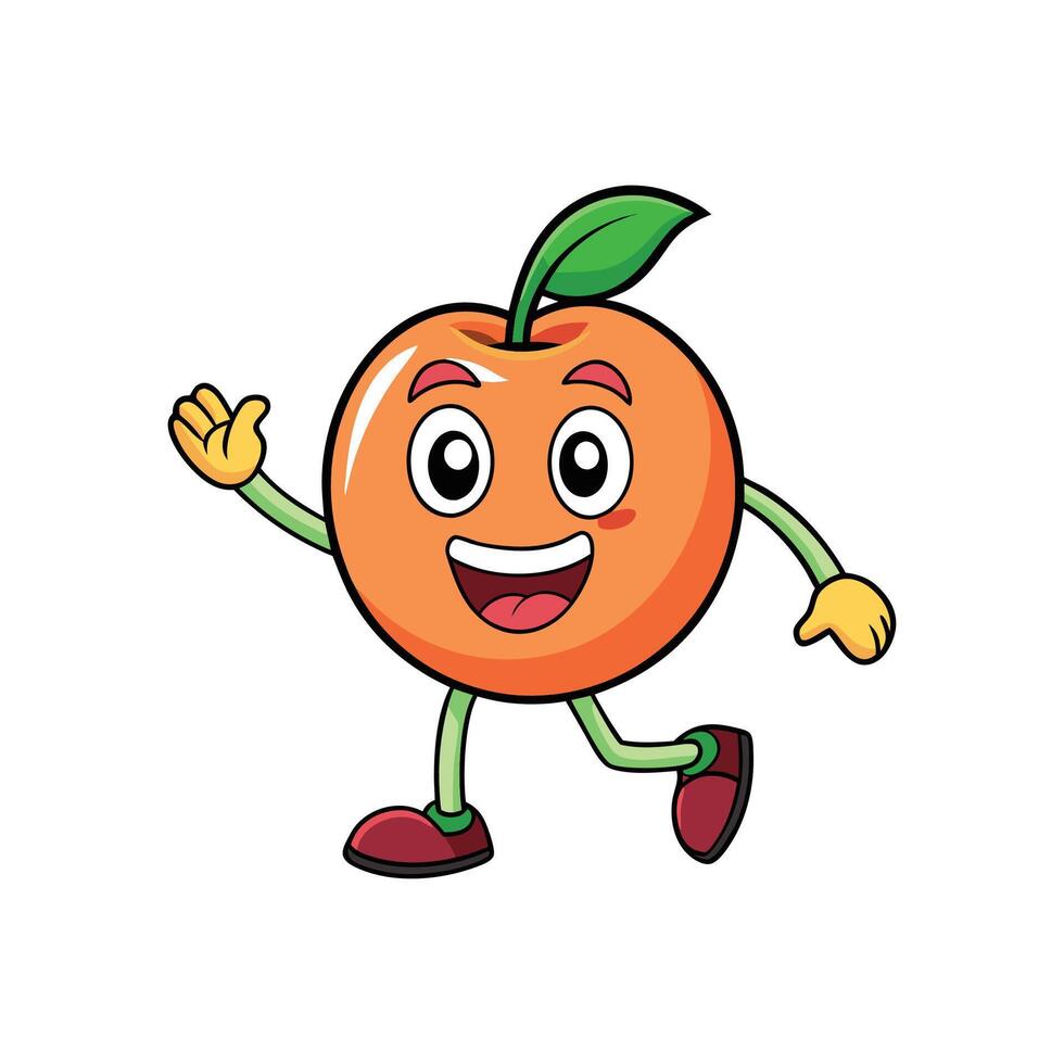 Cartoon orange character waving with a smiling face vector