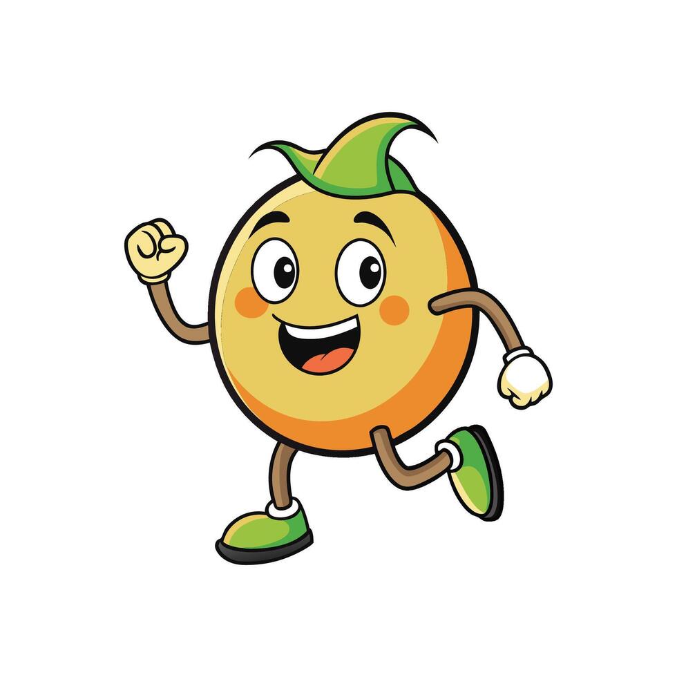 Running cartoon fruit character for health and wellness concepts vector
