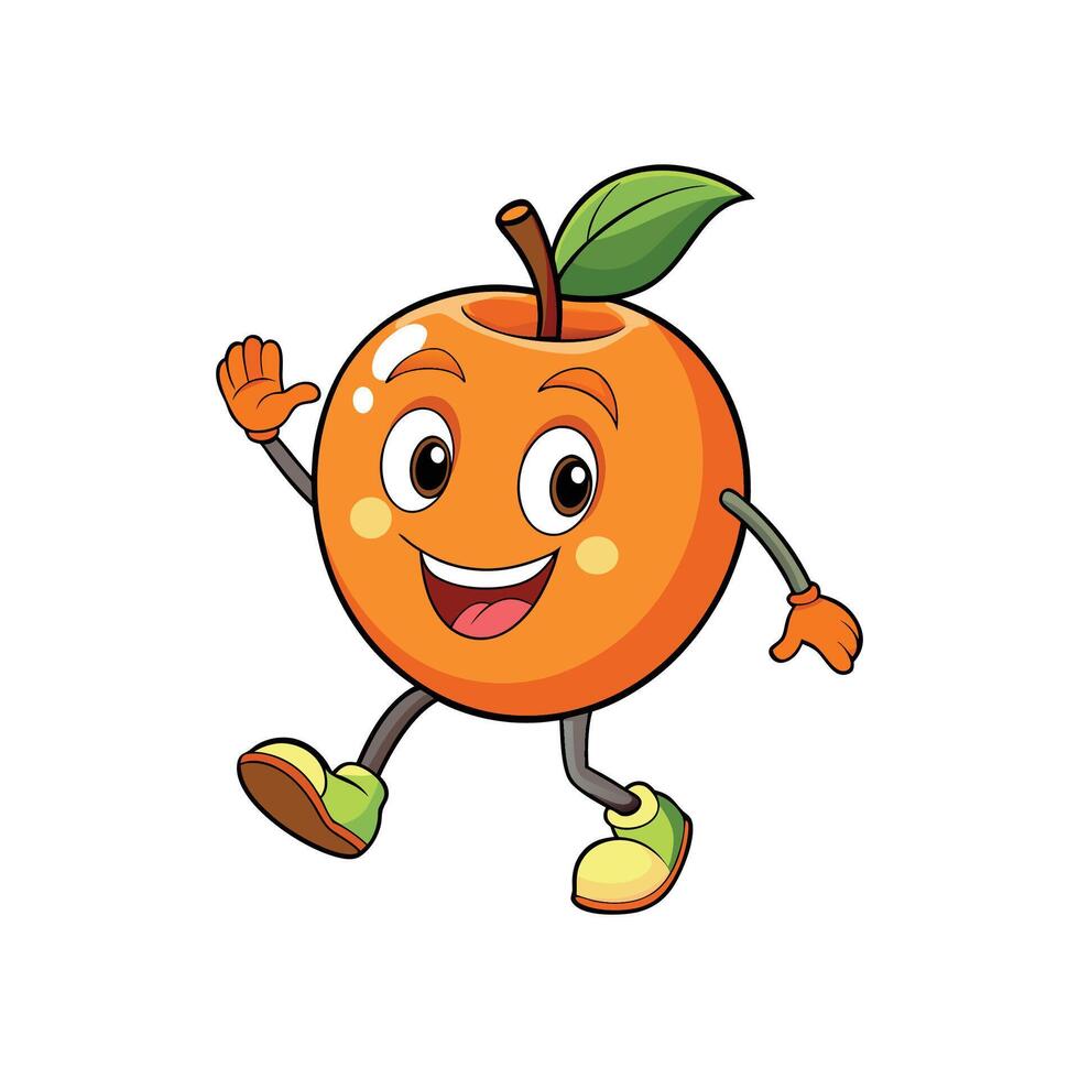 Cartoon orange character smiling and waving with white background vector