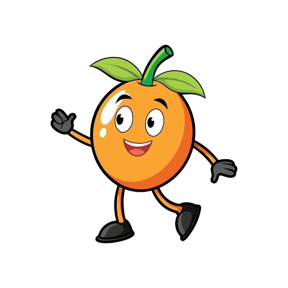 Happy Orange Cartoon Character Mascot Waving Hand vector