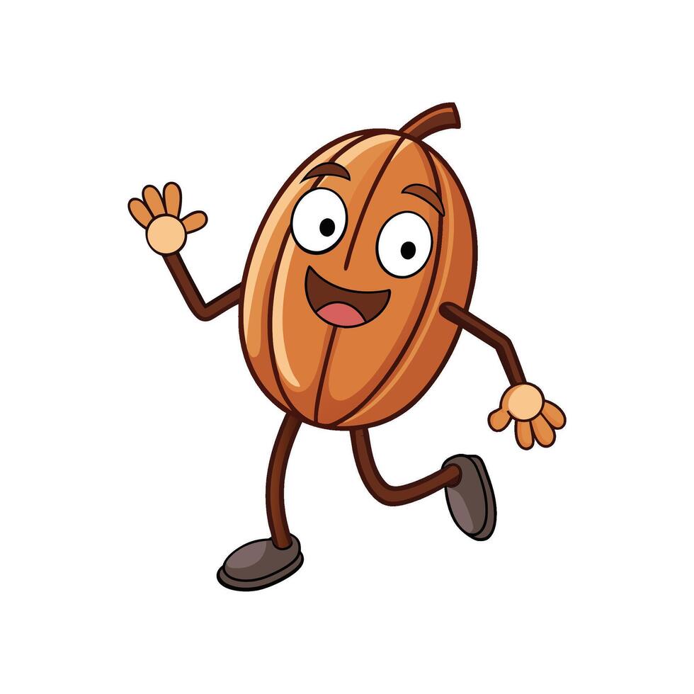 Cartoon Pumpkin Character Running and Waving on White Background vector