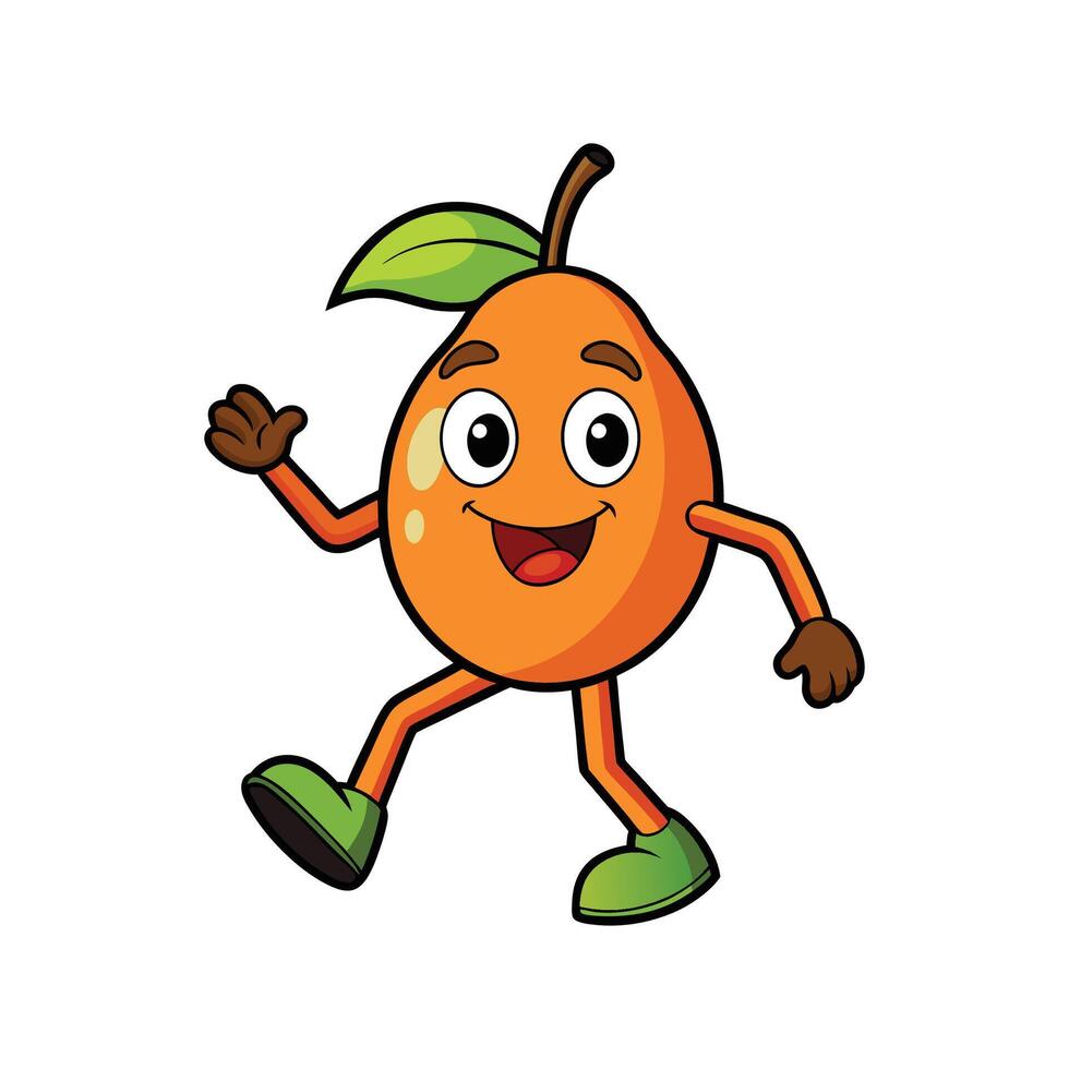Cheerful cartoon pear character waving with a friendly smile vector