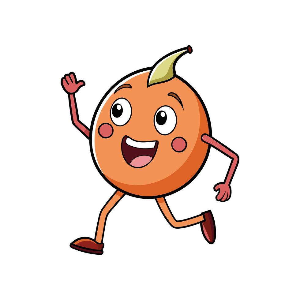 Cheerful cartoon fruit character running isolated on white background vector
