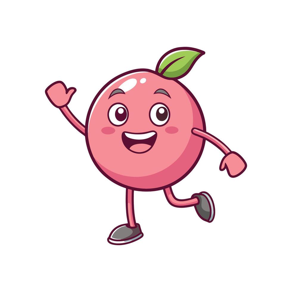Cartoon fruit character waving hand with happy expression vector