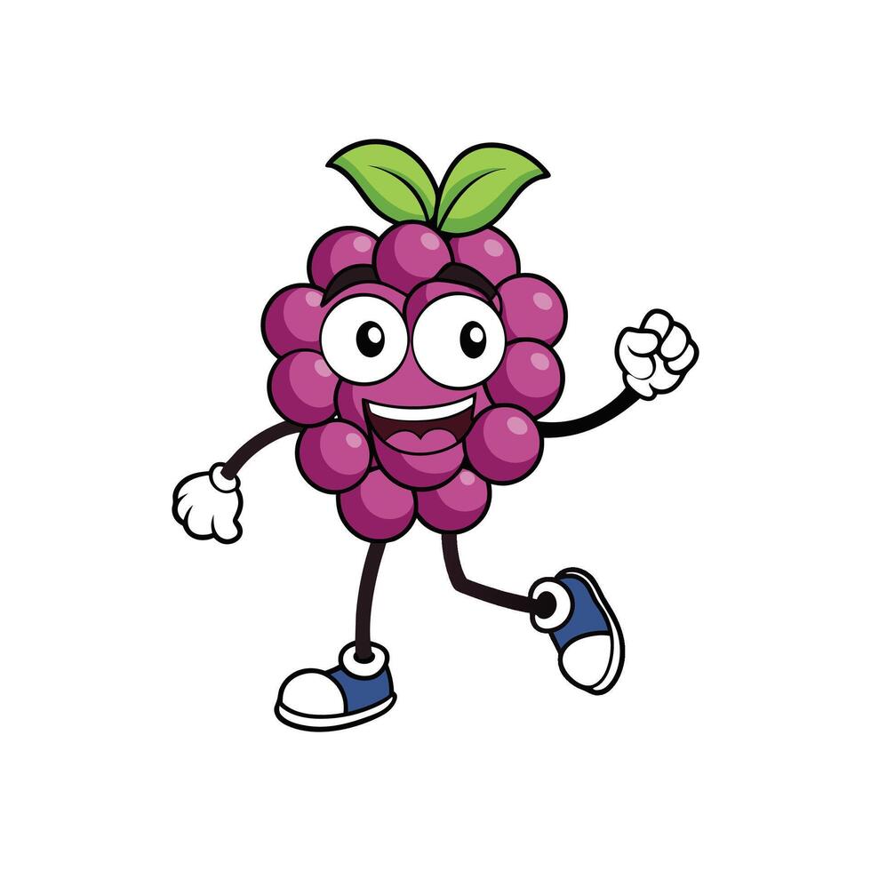 Cartoon grape character walking on white background image vector