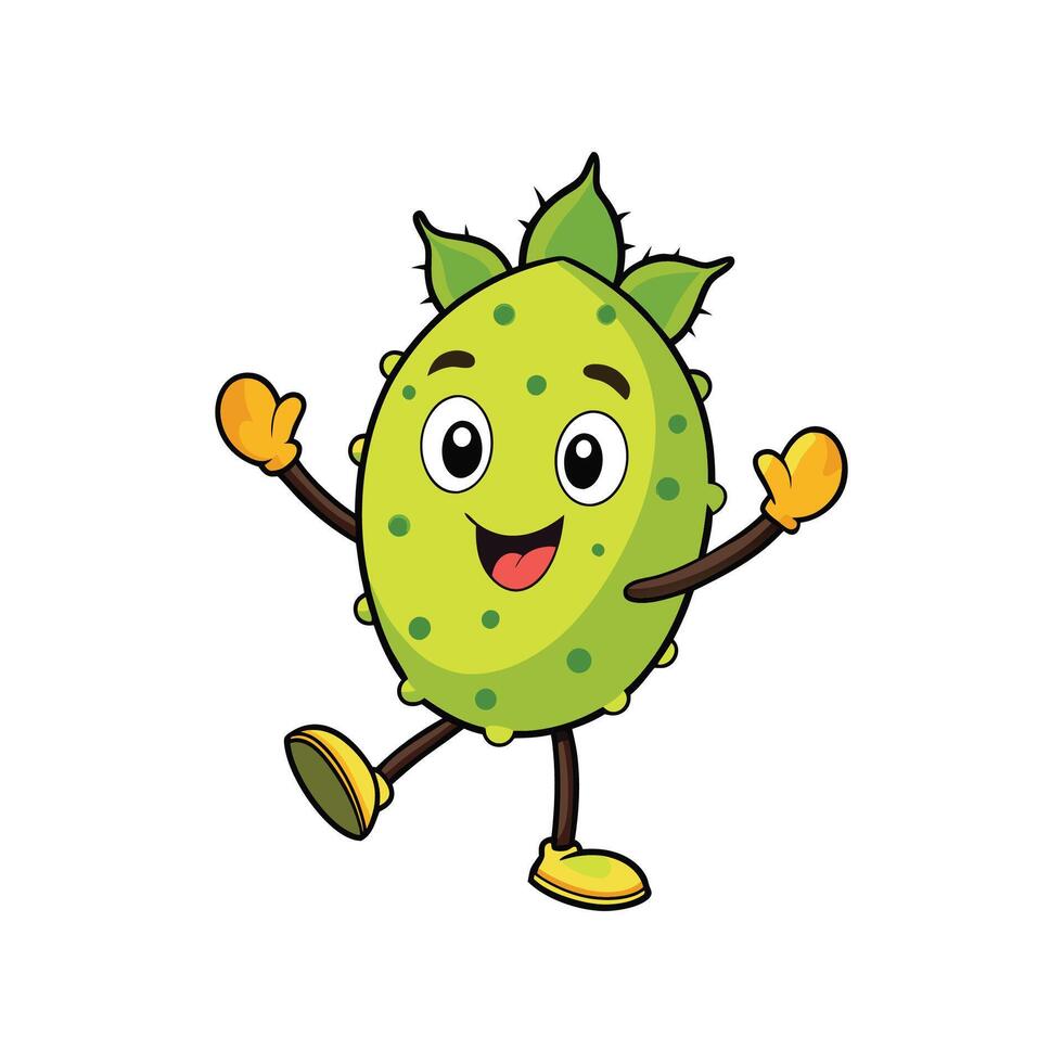A cheerful cartoon fruit character with a happy expression. Stylized design with vibrant colors and a playful composition. vector