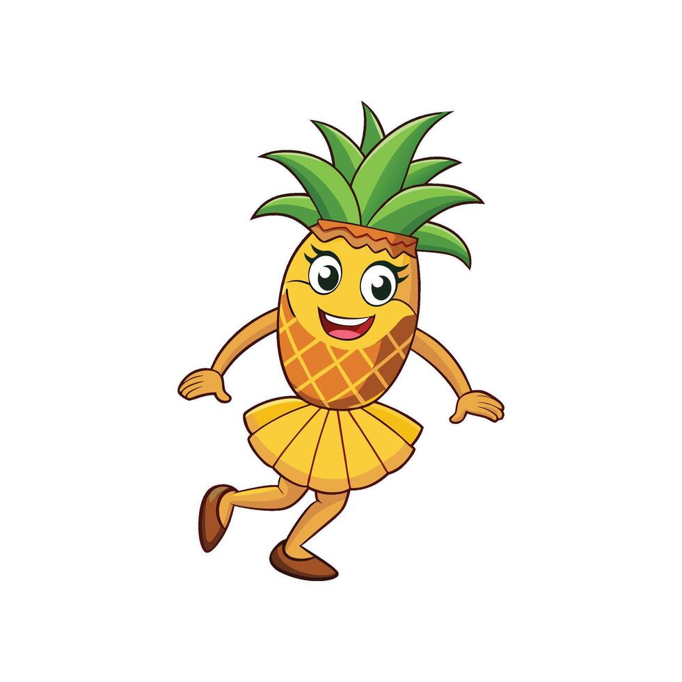 Cheerful pineapple cartoon character dancing with joyful expression vector