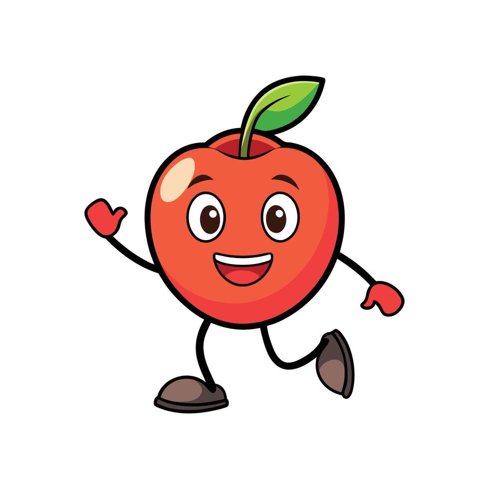 Cheerful apple character waving with a friendly expression vector