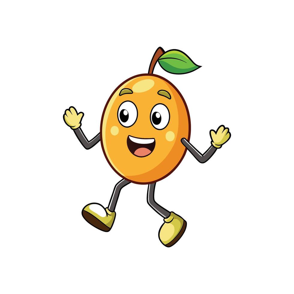 Animated orange character with friendly face jumping joyfully vector