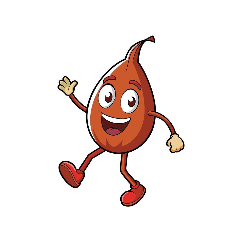 Cartoon character of seed waving, cheerful and happy pose vector