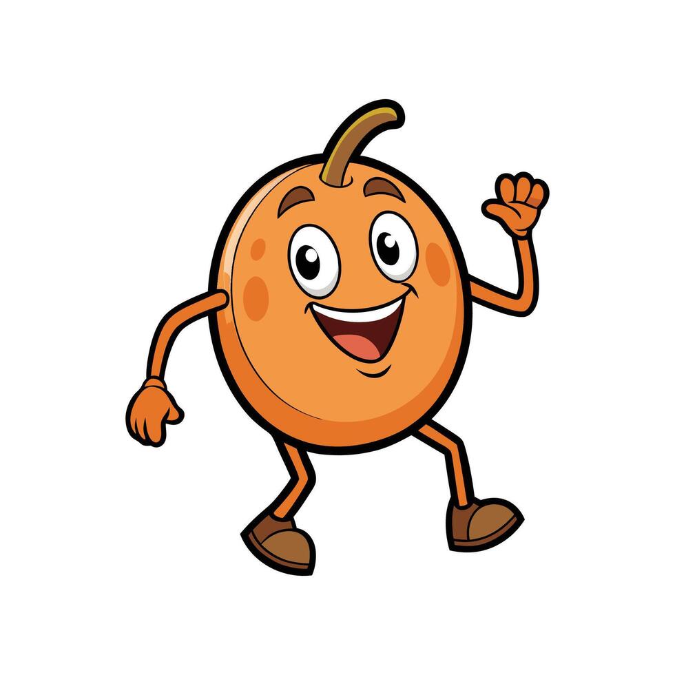 Cheerful Orange Cartoon Fruit Character Waving Hello vector