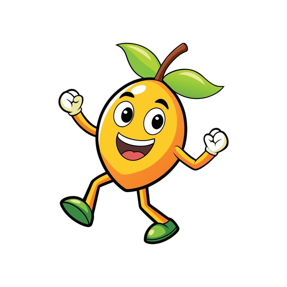 Joyful cartoon mango character expressing happiness and celebration vector
