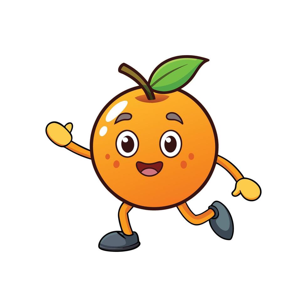Cartoon orange character running joyfully on a white background vector