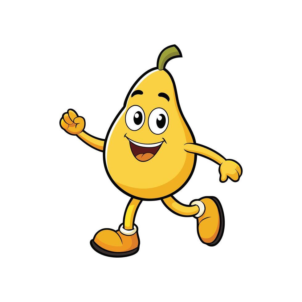 Cartoon Pear Character Jogging with a Cheerful Expression vector