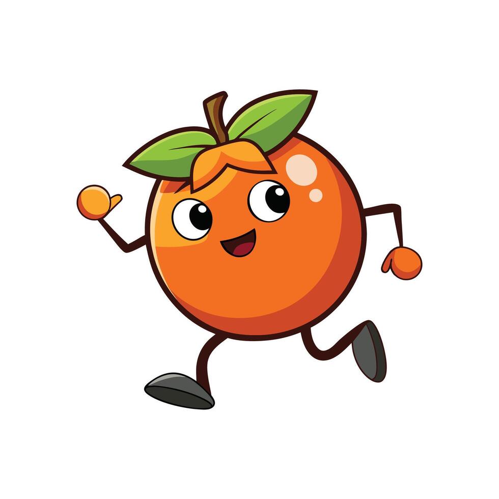 Cartoon Orange Running Mascot Character Isolated on White Background vector