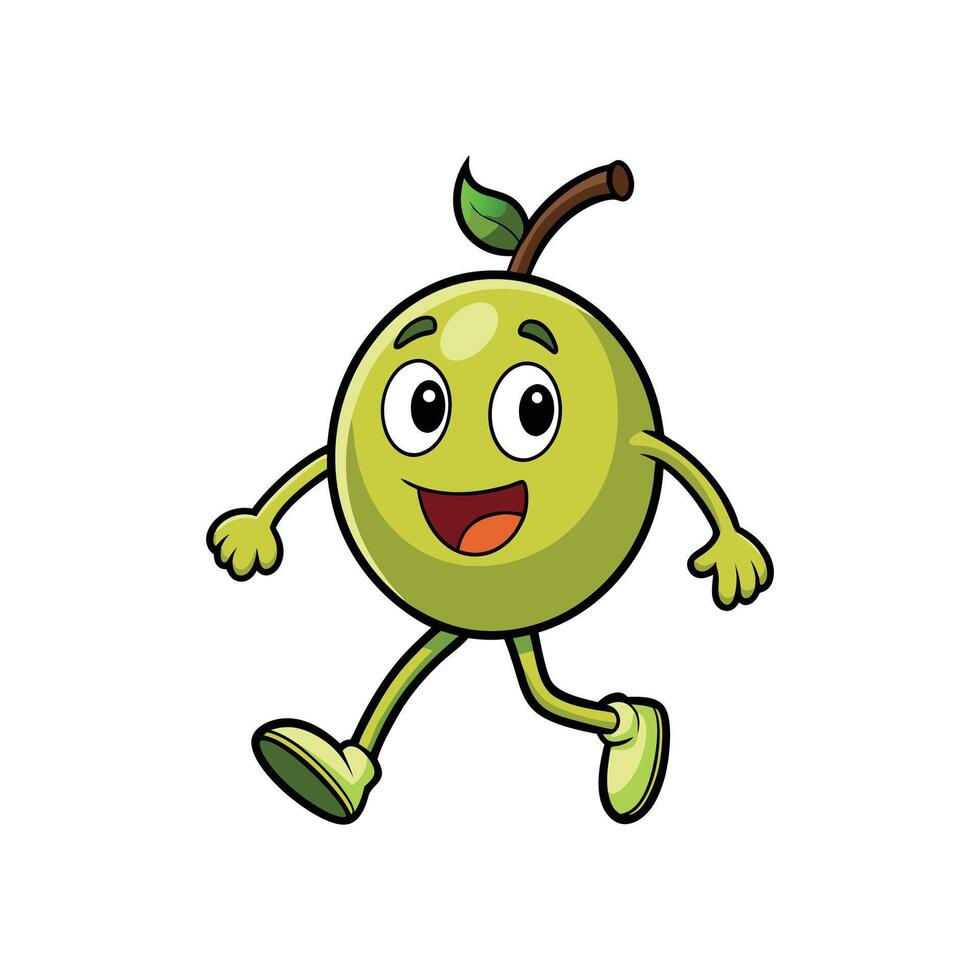 Happy cartoon fruit character running on a white background vector