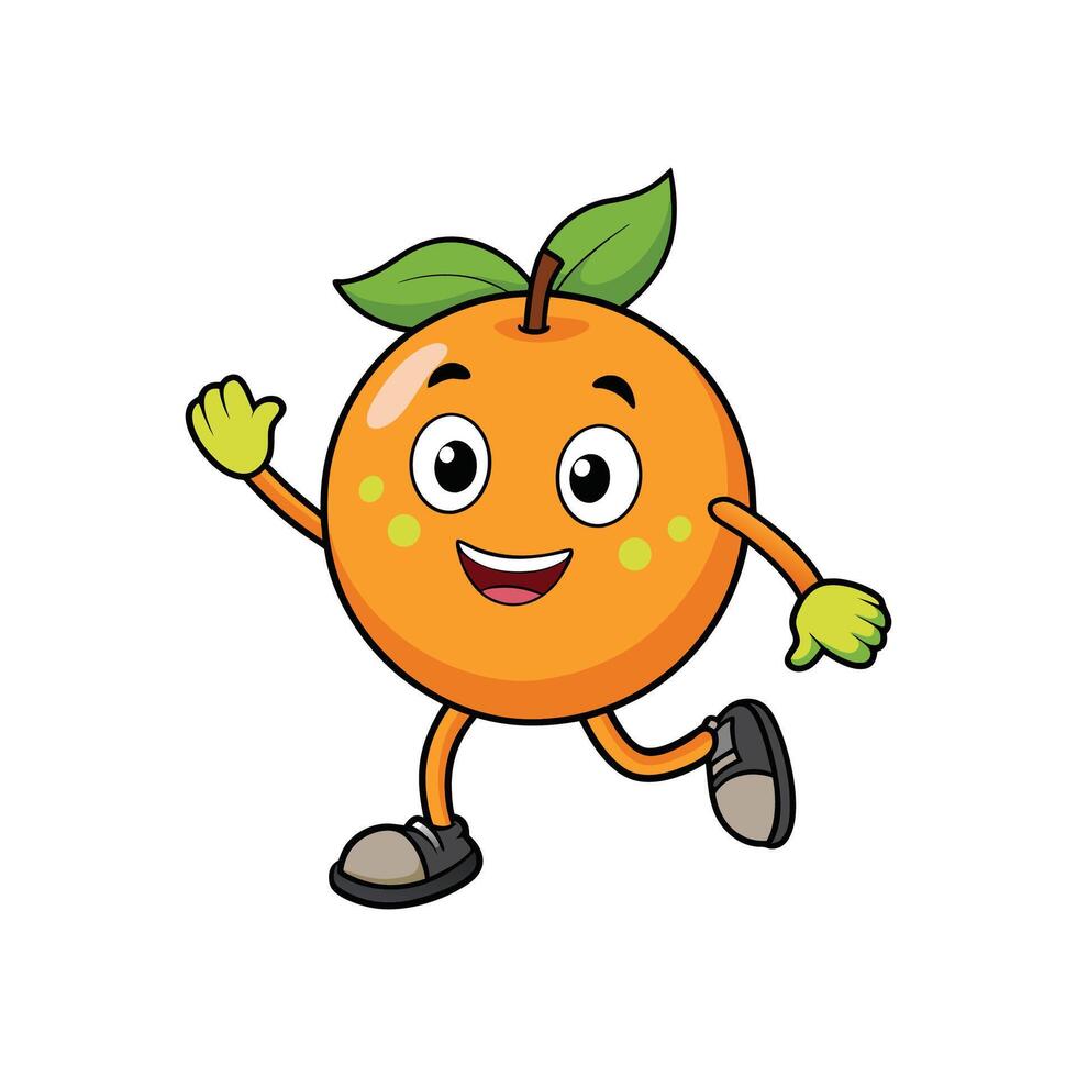 Playful orange cartoon character on the run with smile vector