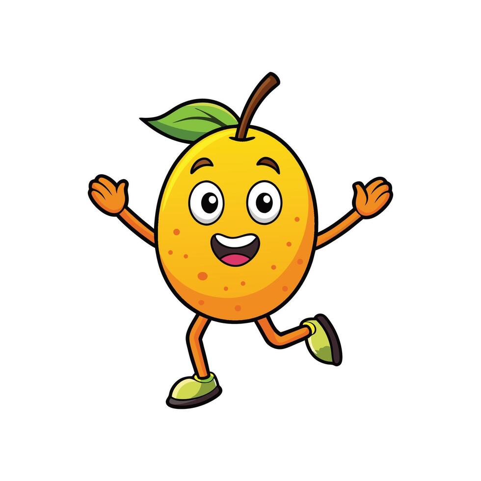 Cartoon orange character happily running with open arms vector