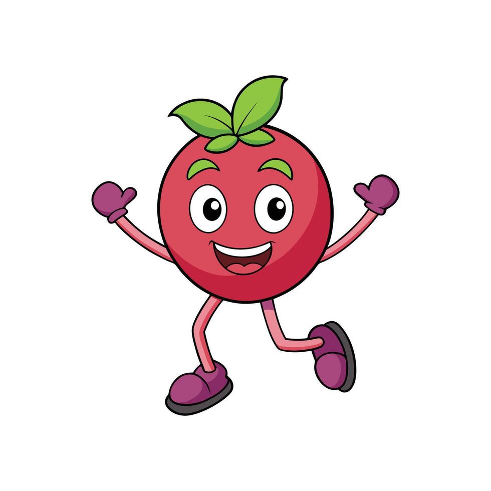 Cartoon Fruit Character Mascot Running Cheerfully with Raised Hands vector