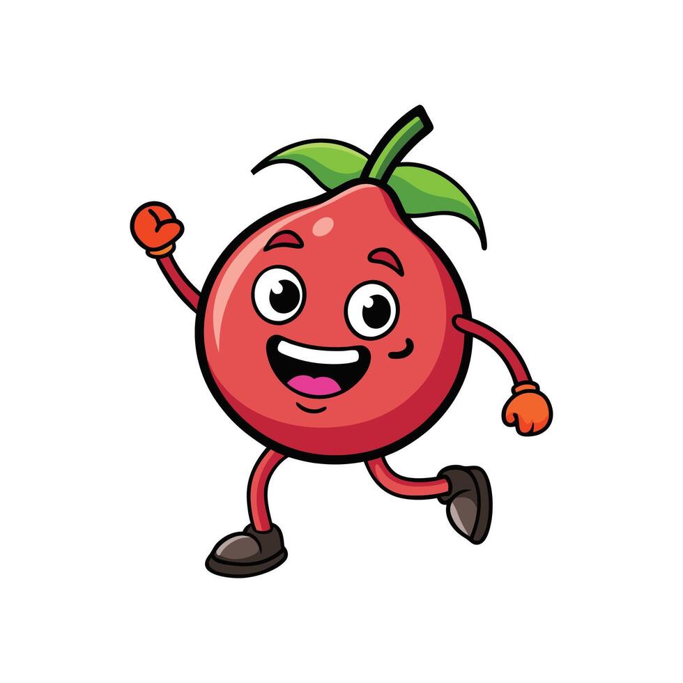 Cute fruit character on the run with a big smile vector