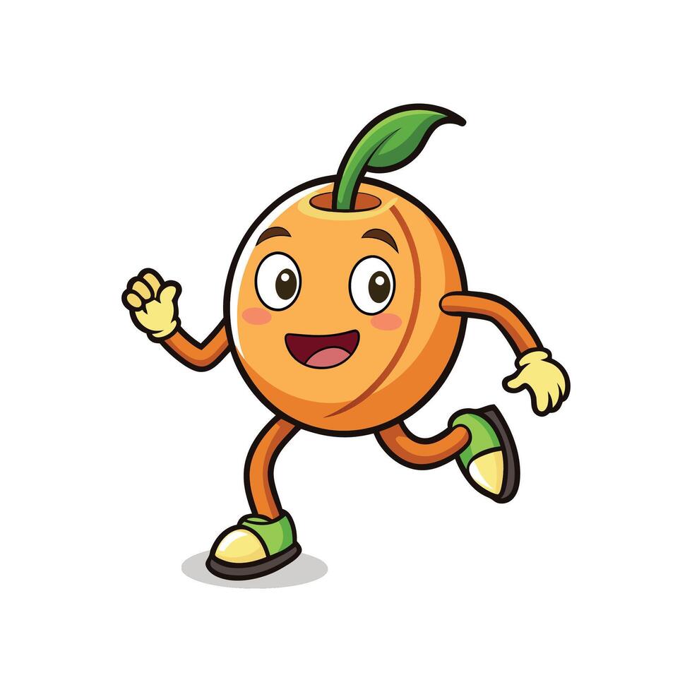 Cartoon orange character running happily against a white background vector