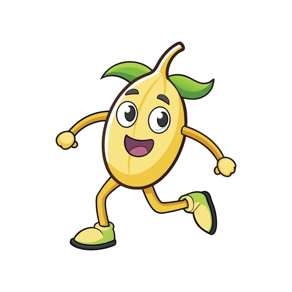 Cartoon Running Seed Character Mascot Illustration on White Background vector