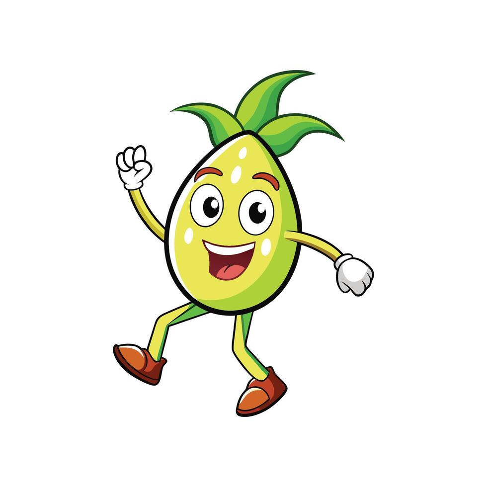 Joyful Pineapple Cartoon Character Dancing on White Background vector