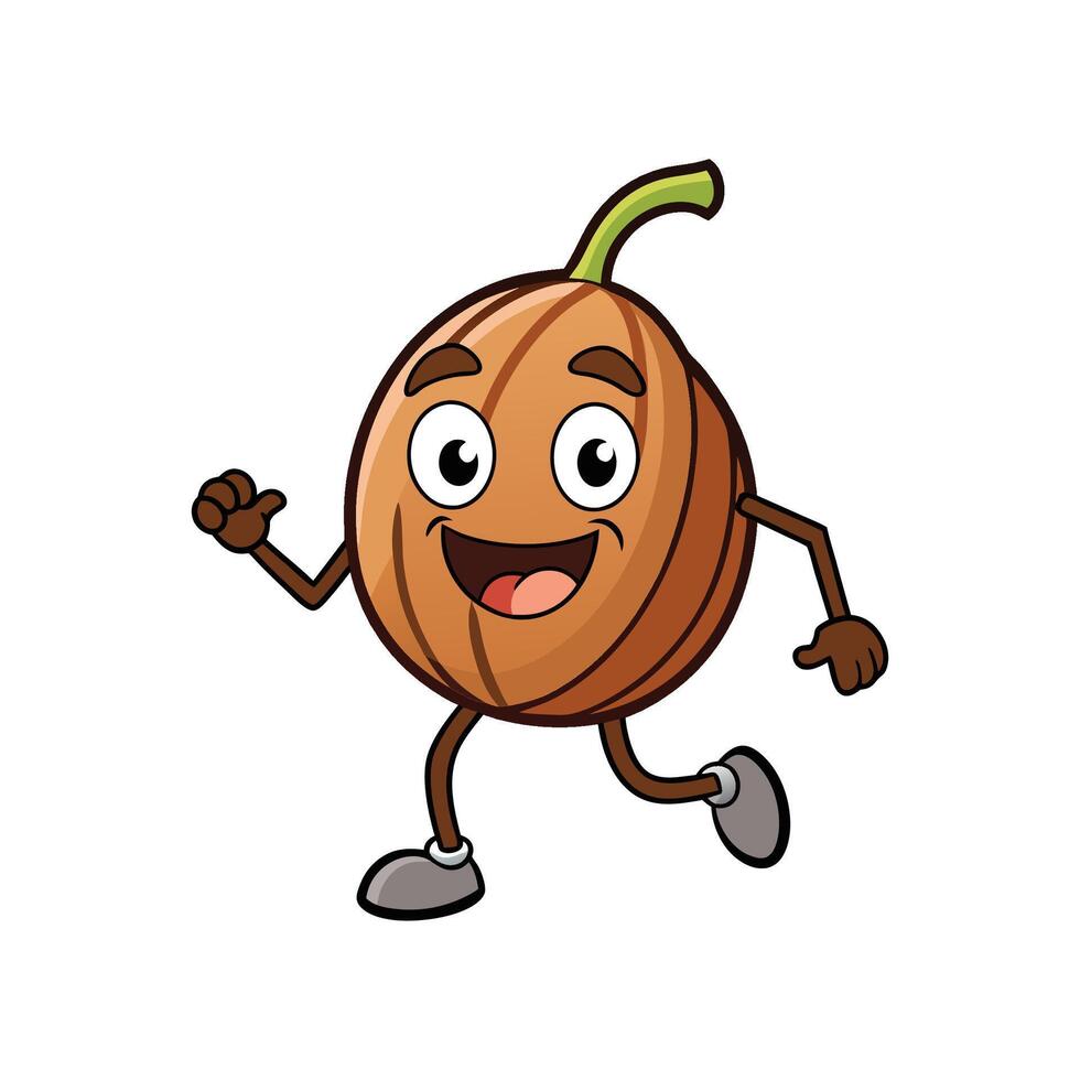 Cheerful Cartoon Fruit Character Running and Smiling Happily vector