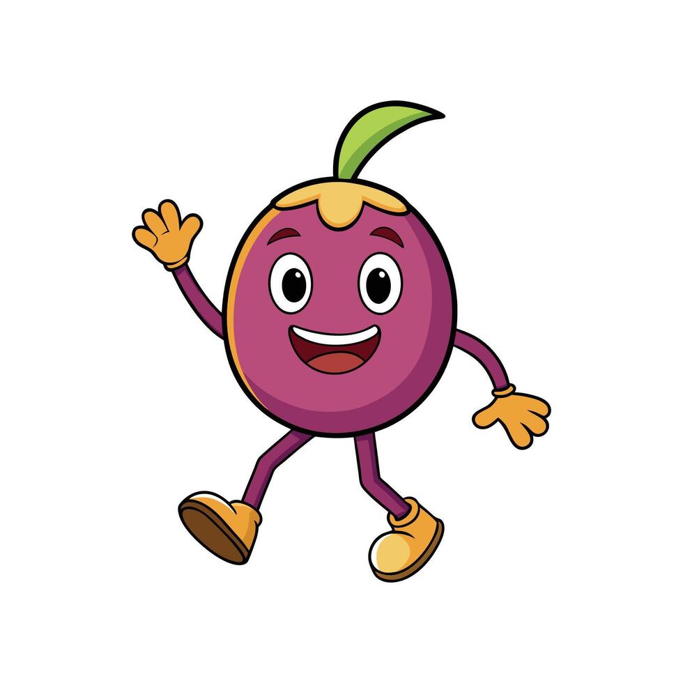 Cartoon fruit character waving with a friendly smile vector