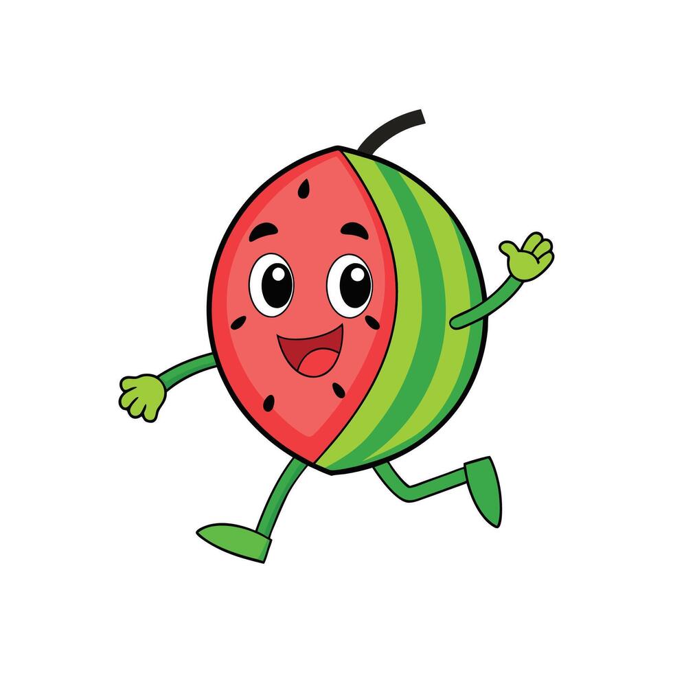 Cartoon watermelon character running isolated on a white background vector