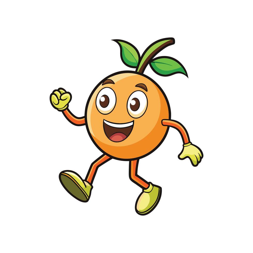 Cartoon orange character with arms and legs moving cheerfully vector